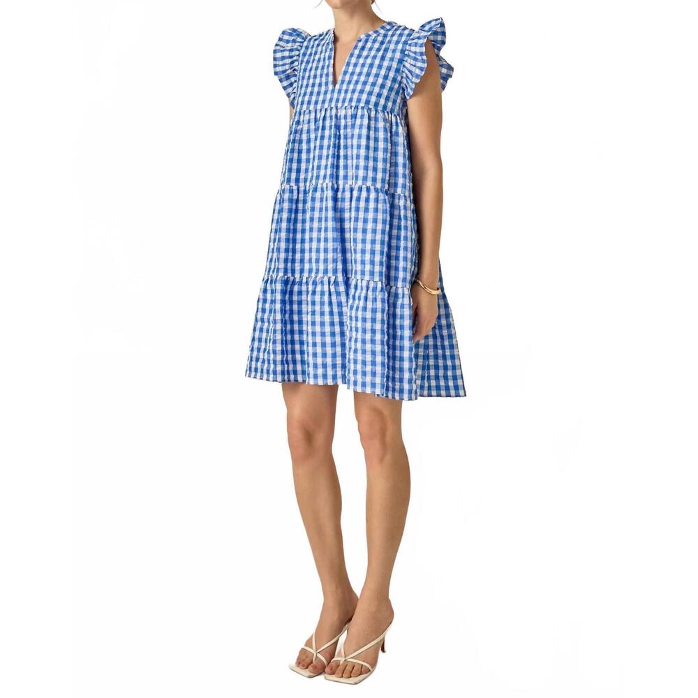 NEW ENGLISH FACTORY printed babydoll dress in blue - Picture 5 of 7